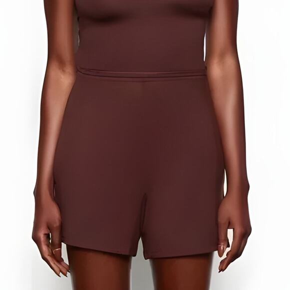 SKIMS Sleep Shorts Pull On Drawstring Waist Boxer Short Cocoa Brown NWT XL - Picture 1 of 7